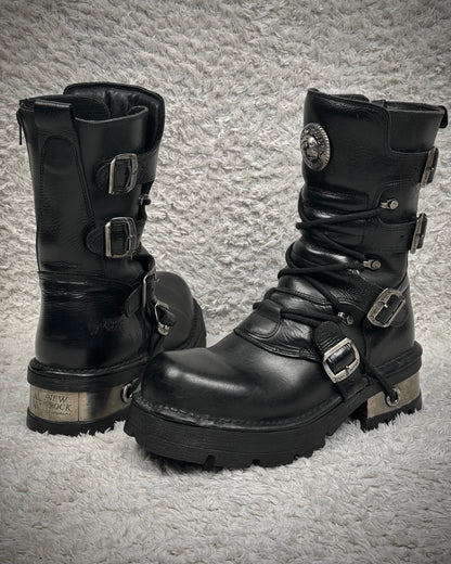 New Rock Steel Heel Leather Boots