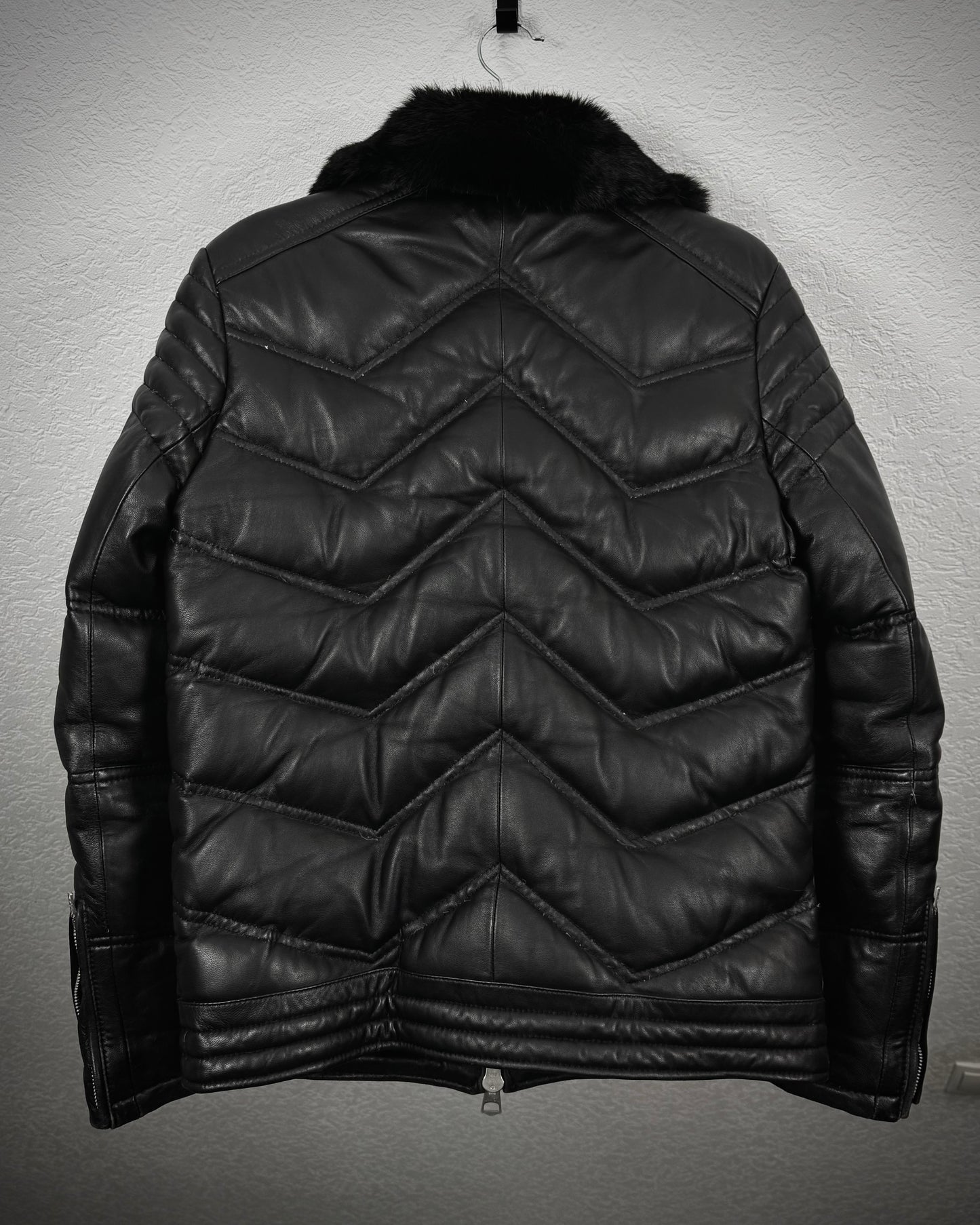 Jack Rose Chunky Fur Leather Puffer Jacket