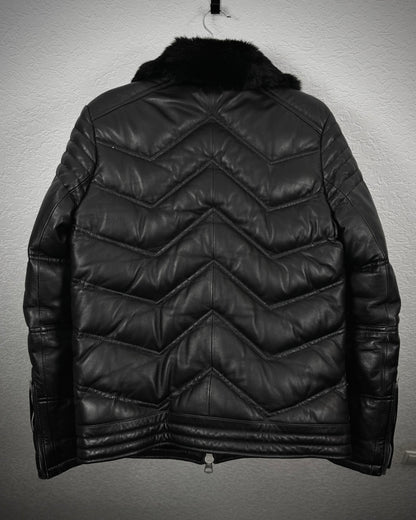 Jack Rose Chunky Fur Leather Puffer Jacket