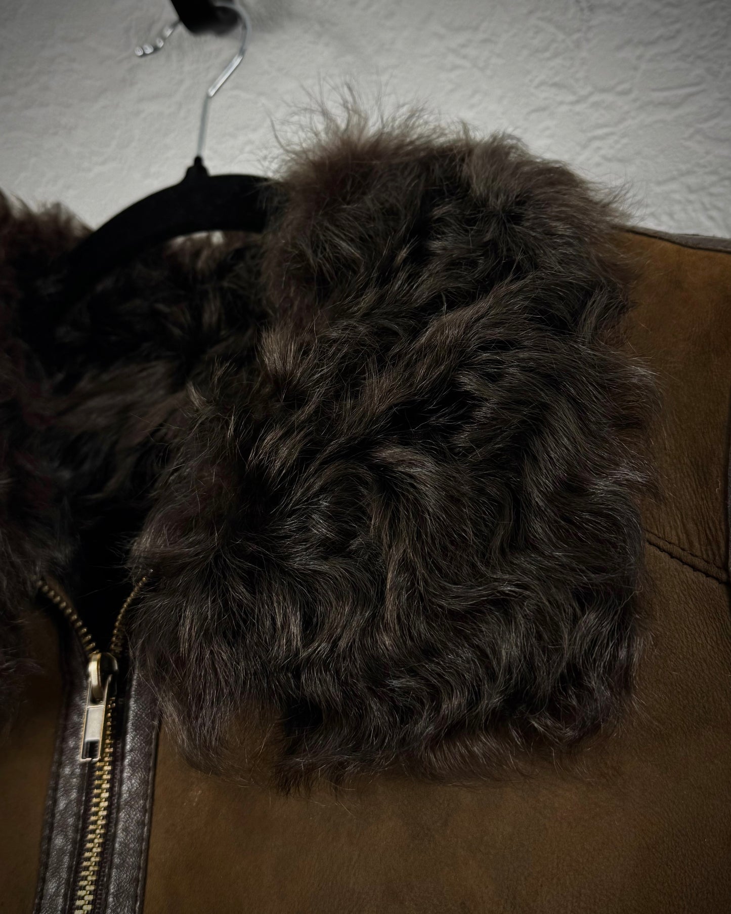 Lamb Fur Lined Vintage Leather Jacket