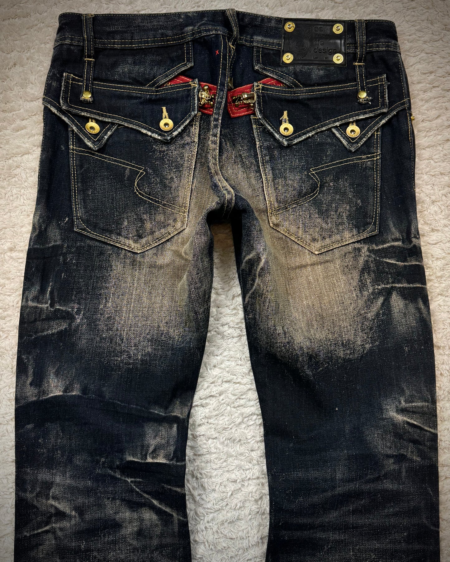 Semantic Design Double Flap Mud Whisker Wash Bootcut Jeans