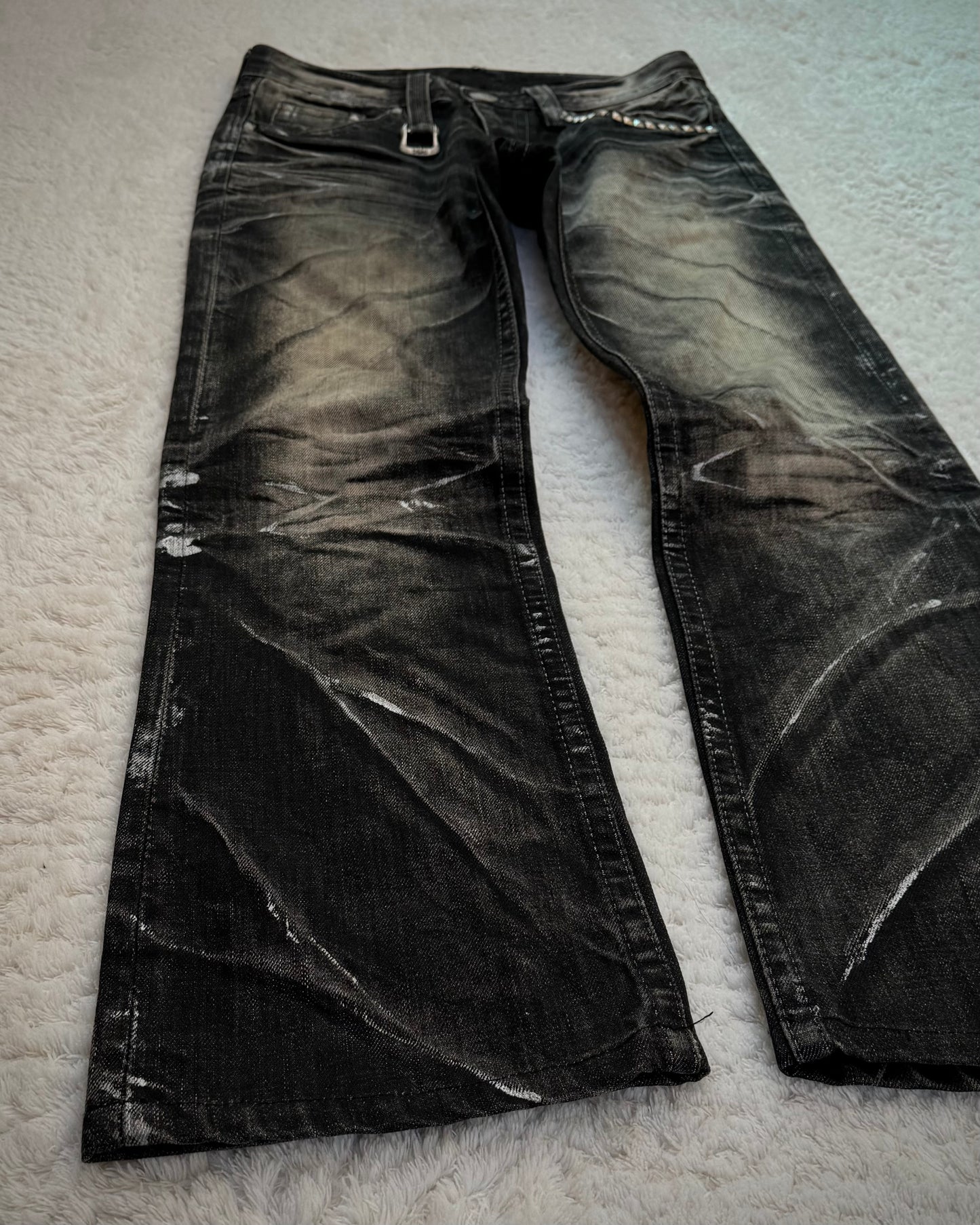 Xfrm Studded Silver Whisker Washed Bootcut Jeans