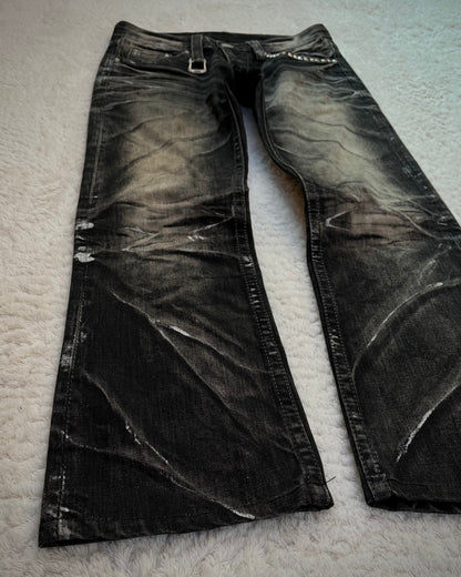 Xfrm Studded Silver Whisker Washed Bootcut Jeans