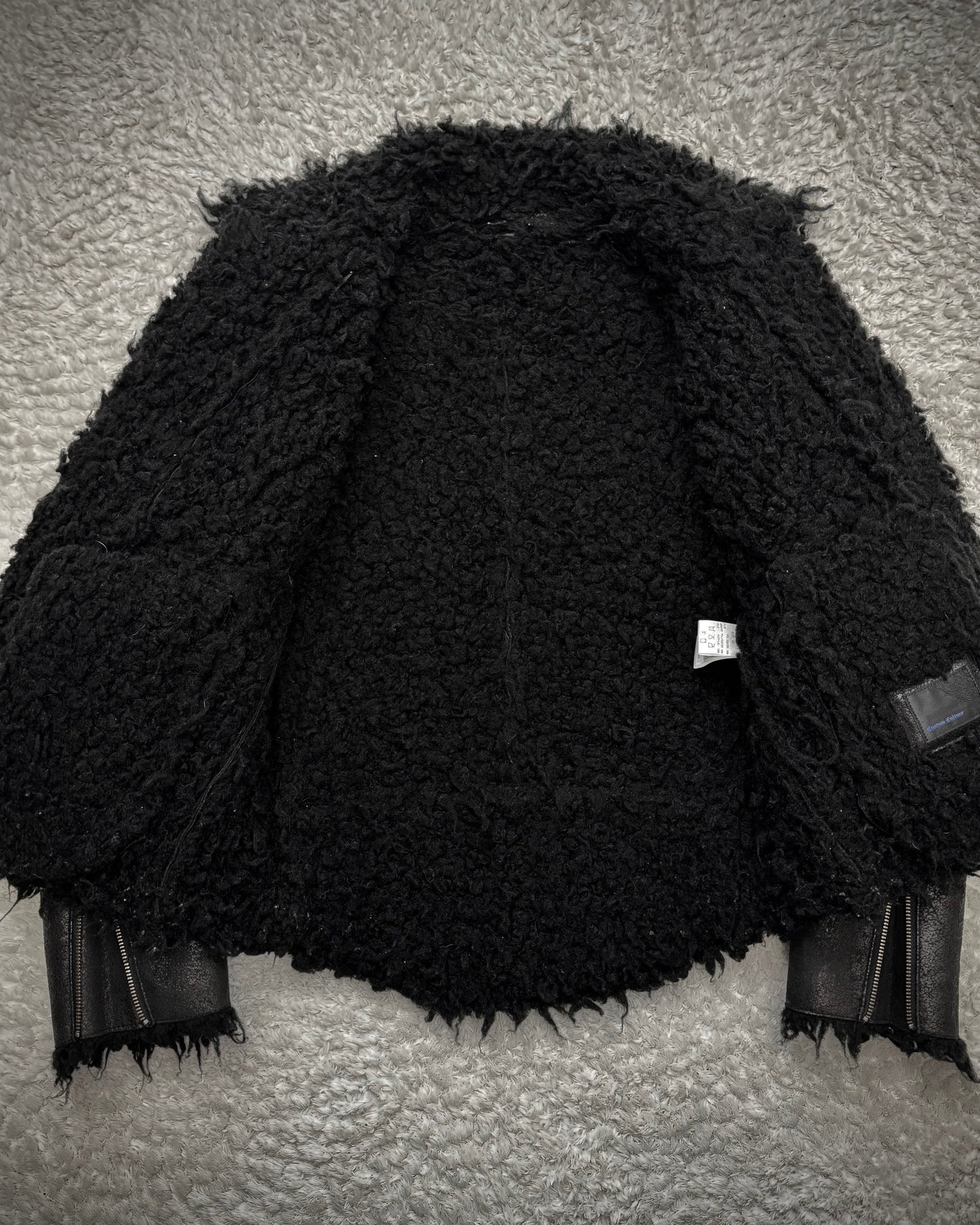 Custom Culture Luster Textured Shearling Biker Jacket