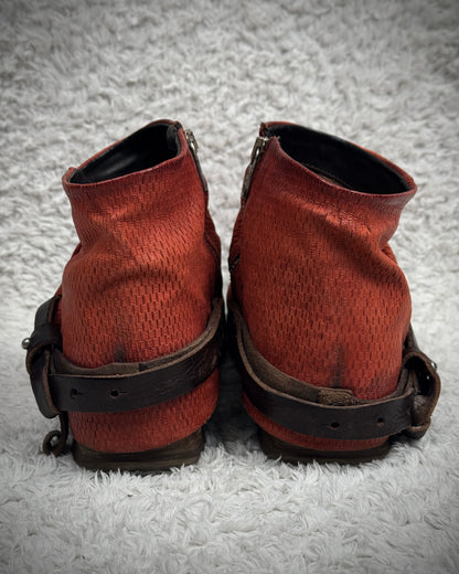 A.S.98 Layered Crimson Textured Leather Boots