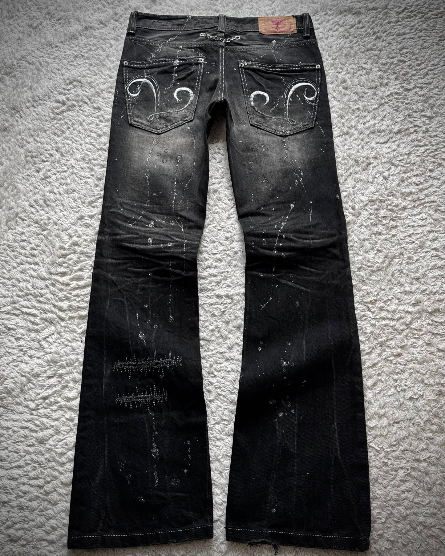 Lagust Silver Splatter Chained Bootcut Jeans