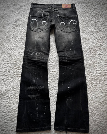 Lagust Silver Splatter Chained Bootcut Jeans
