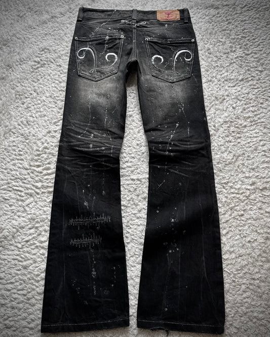 Lagust Silver Splatter Chained Bootcut Jeans