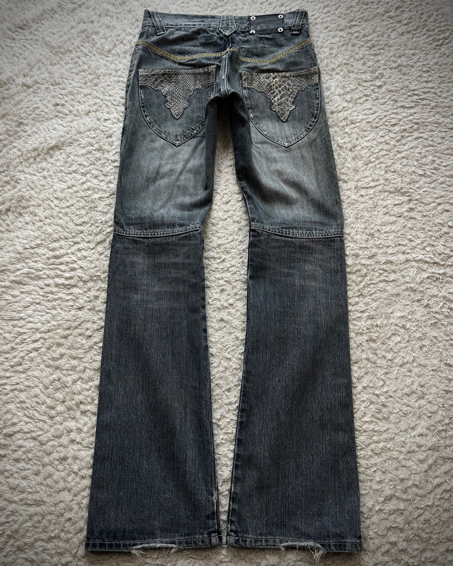 Semantic Design Python Detailed Sword Knee Bootcut Jeans