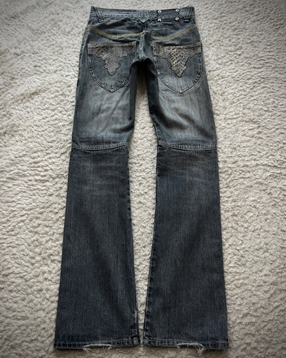 Semantic Design Python Detailed Sword Knee Bootcut Jeans