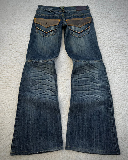 Tornado Mart Western Sword Knee Flared Jeans