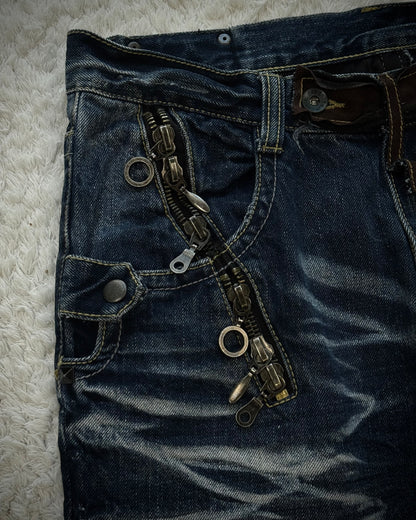 Semantic Design Vintage Zippered Clawmarks Flared Jeans