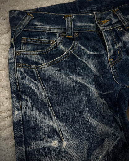 Tornado Mart Clawmarks Washed Spiral Flared Jeans