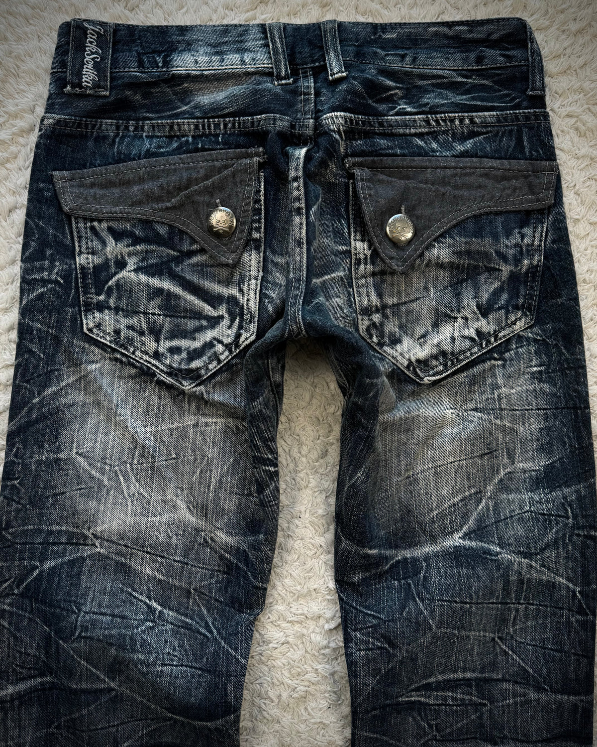 Jack Serika Spider Web Honeycomb Washed Flared Jeans