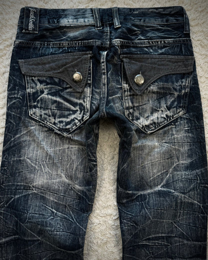 Jack Serika Spider Web Honeycomb Washed Flared Jeans