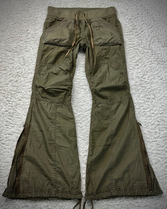 G.O.A Khaki Bell Bottom Flared Cargo Pants
