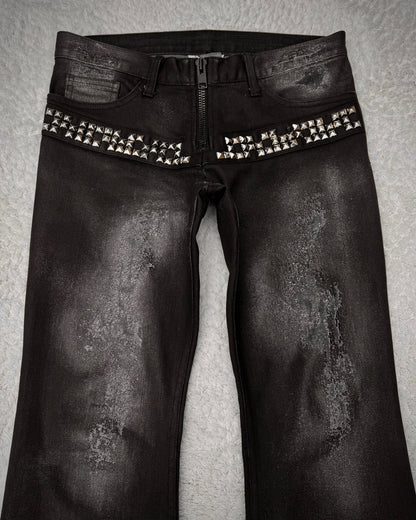 LED Rechwe Veronica Arizona Crack Waxed Studded Flared Jeans