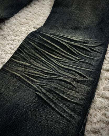 Tornado Mart Mud Washed Vintage Zippered Flared Jeans