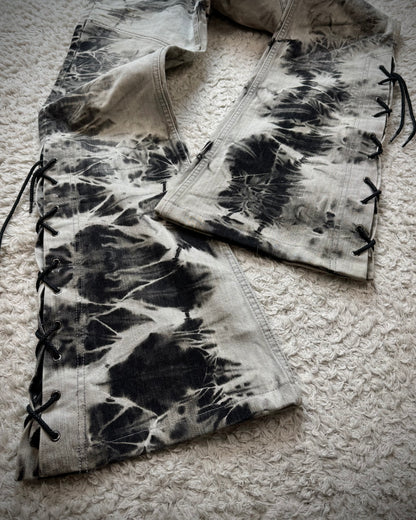 Tornado Mart Smoke Washed Lace Up Flared Jeans