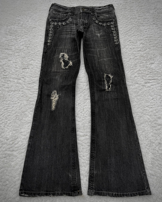 Semantic Design Studded Distressing Flared Jeans
