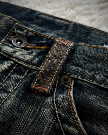 Semantic Design Python Detailed Spiral Flared Jeans