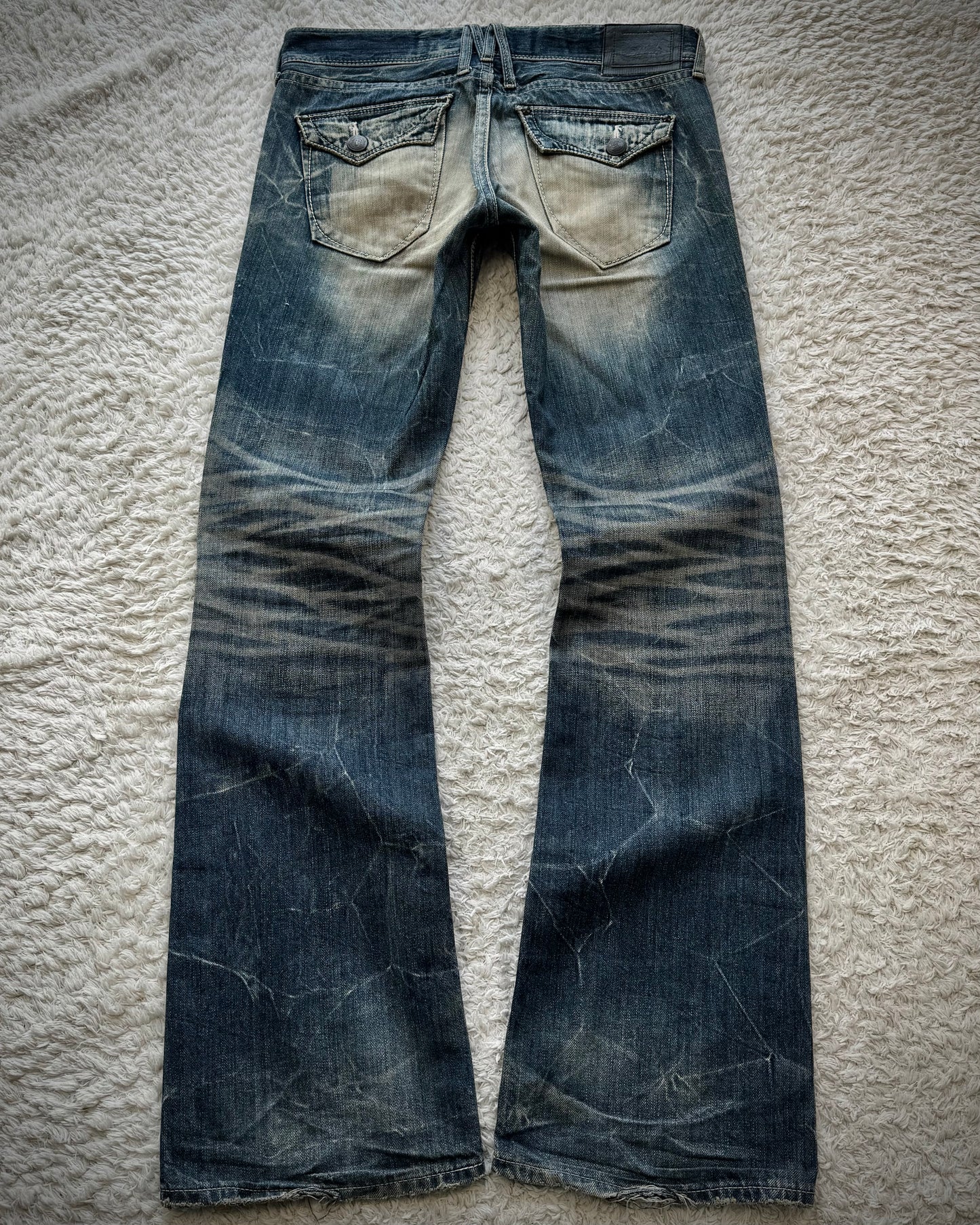 Murder License Mud Whiskered Honeycomb Washed Flared Jeans