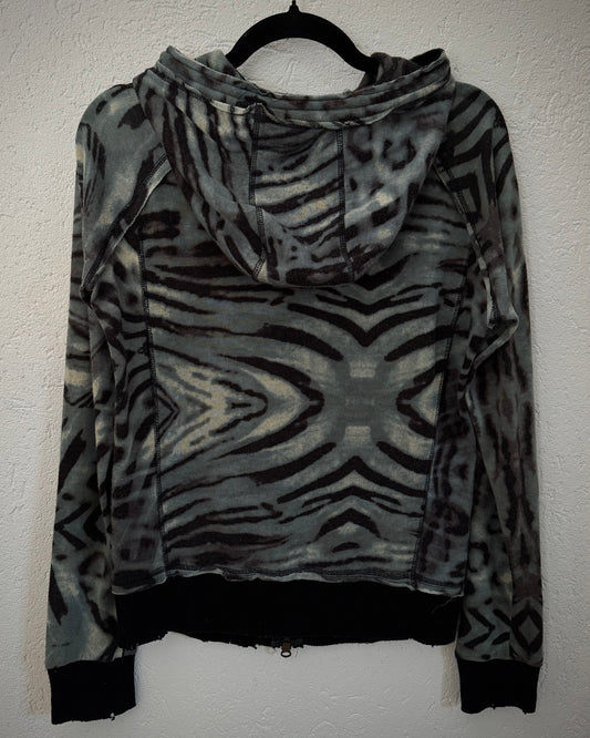 Glad News Zebra & Tiger Pattern Zip Up Hoodie