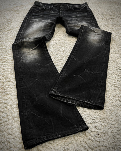 Fuga Whisker Washed Luster Flared Jeans