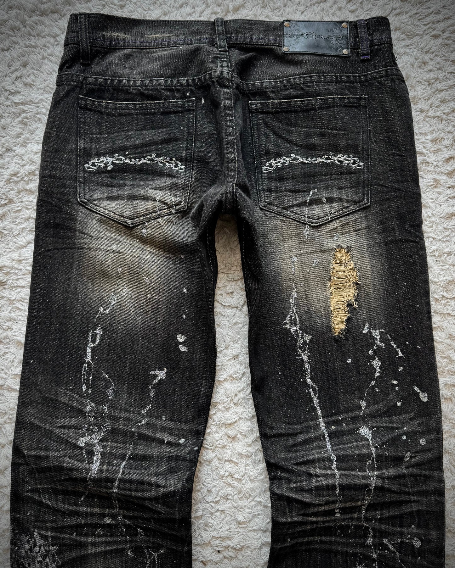 Midas Metallic Python Coating Splatter Flared Jeans