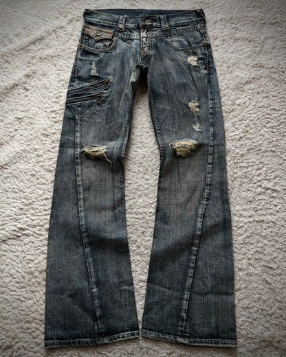 Semantic Design Python Detailed Spiral Flared Jeans