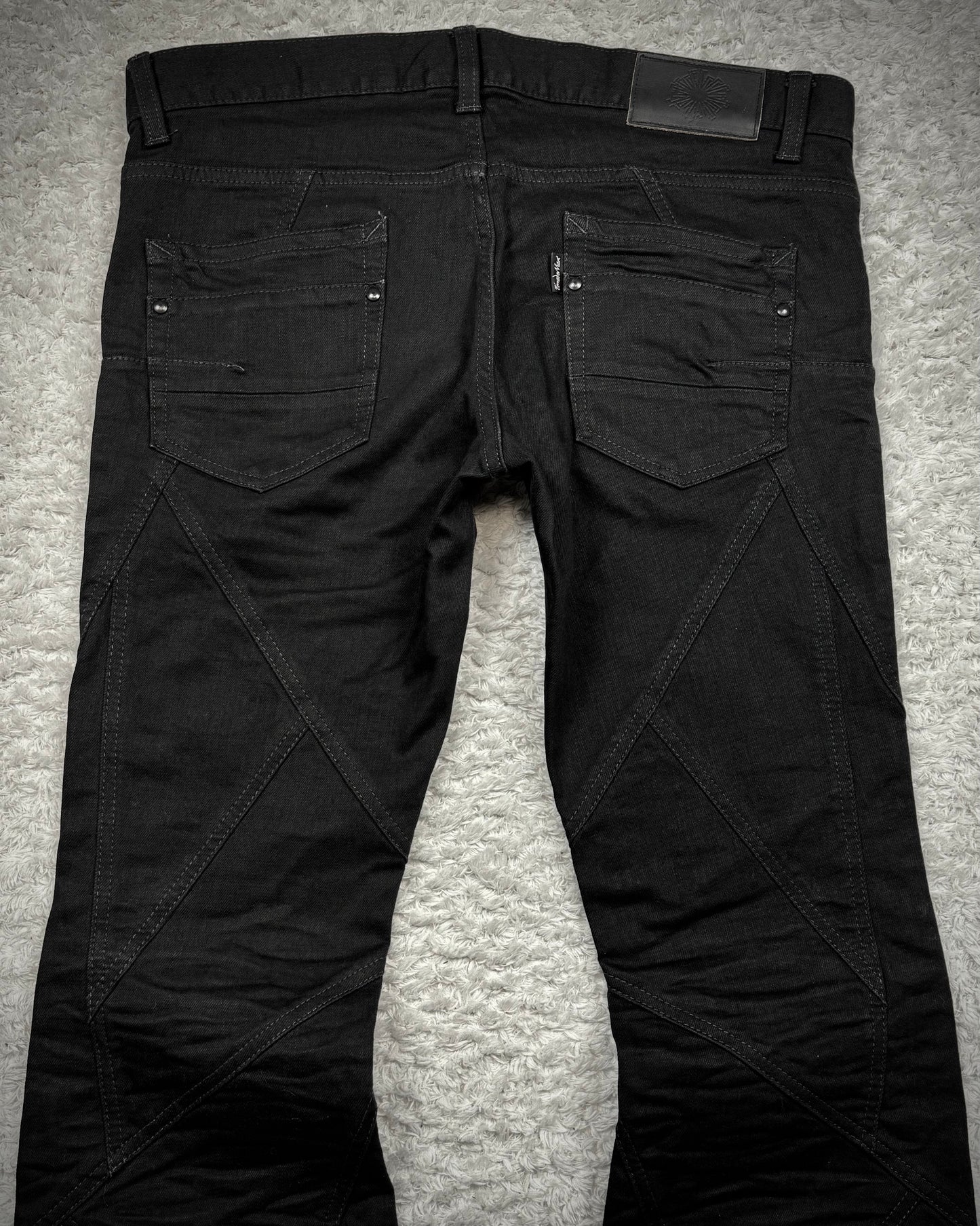 Tornado Mart Black Patchwork Flared Denim
