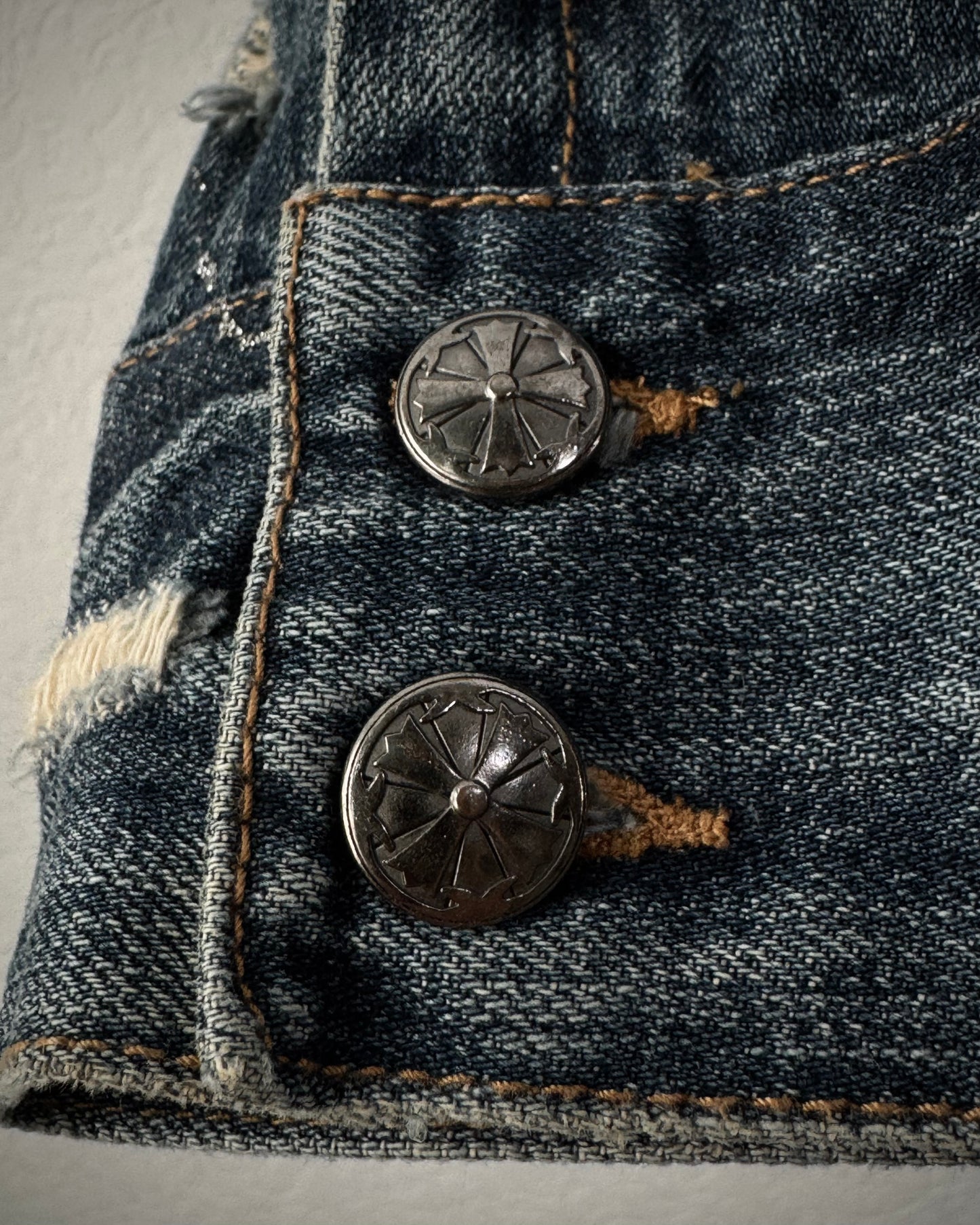 Midas Silver Splatter Distressed Cropped Denim Jacket