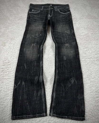 Glad News Smoke Washed Contrast Stitched Bootcut Denim