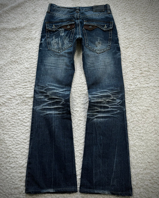 Semantic Design Vintage Zippered Clawmarks Flared Jeans