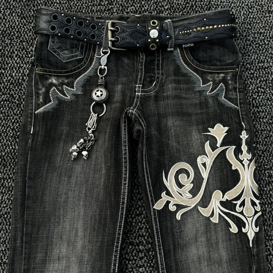 Tornado Mart "Tribal" Embroidery Flared Denim