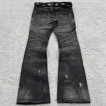 Tornado Mart Pierced Crash Flared Jeans