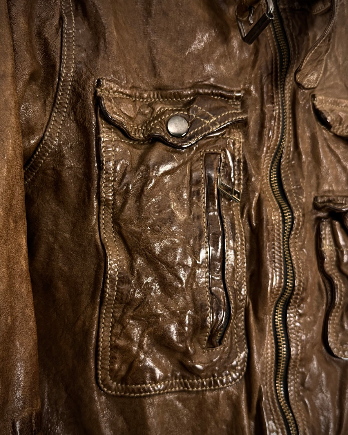 Cathy Jane Quilted Multi Pocket Leather Jacket