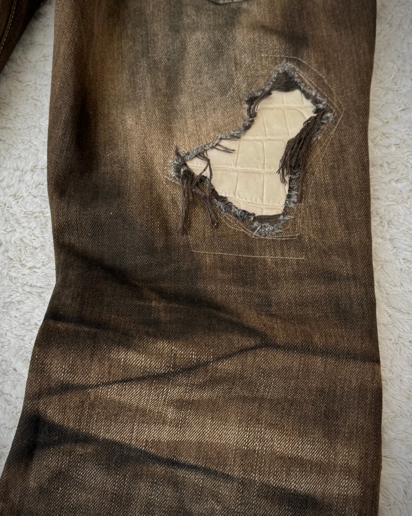 Tornado Mart Croco Repaired Flared Jeans