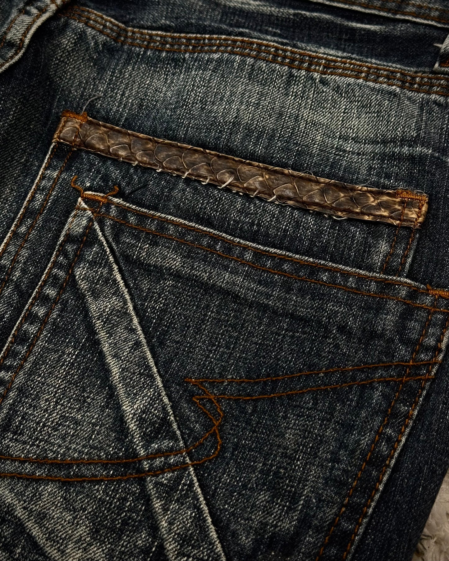 Semantic Design Python Fringed Luster Brushed Bootcut Denim