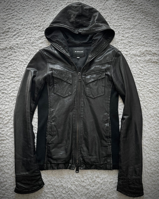 Buffalo Bobs Full Zip Hooded Leather Jacket