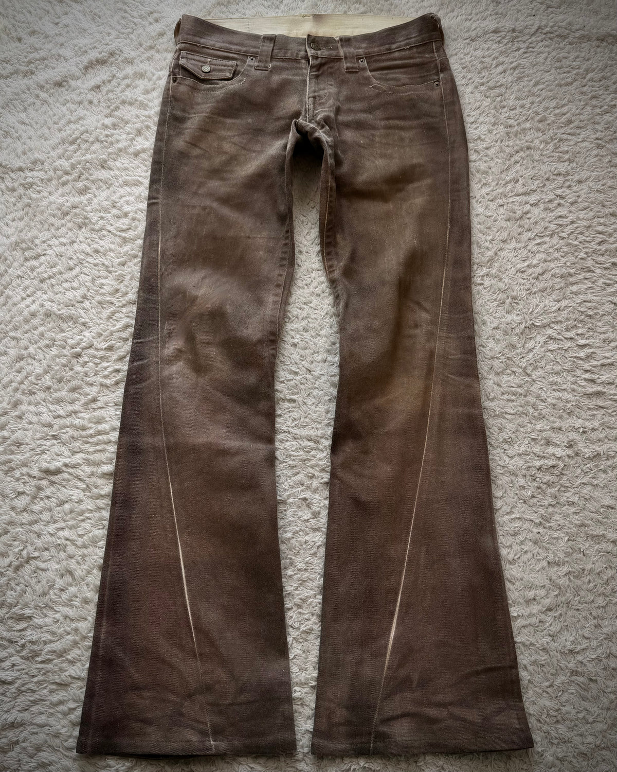 Tornado Mart Flap Mud Whisker Washed Spiral Flared Jeans