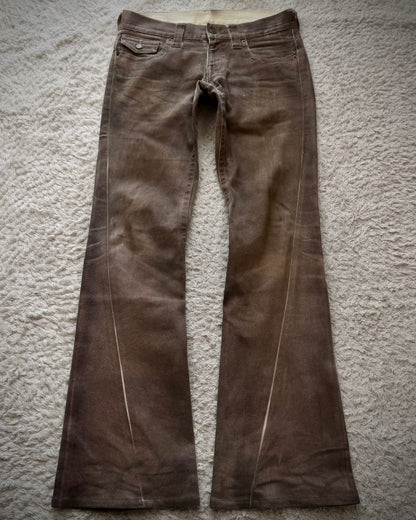Tornado Mart Flap Mud Whisker Washed Spiral Flared Jeans
