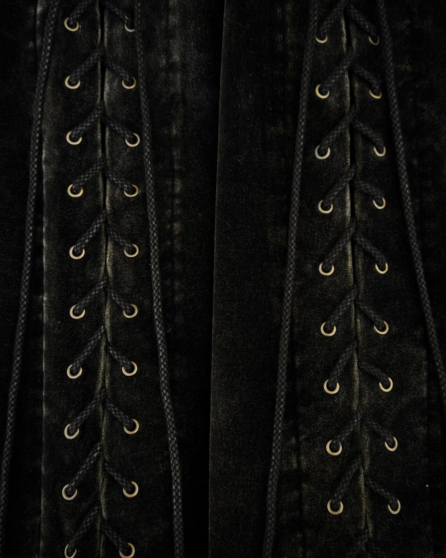 Tornado Mart Black Velour Lace Up Flared Pants