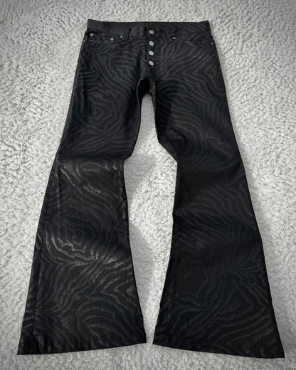 Tornado Mart Zebra Waxed Flared Pants