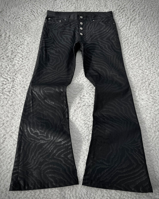 Tornado Mart Zebra Waxed Flared Pants