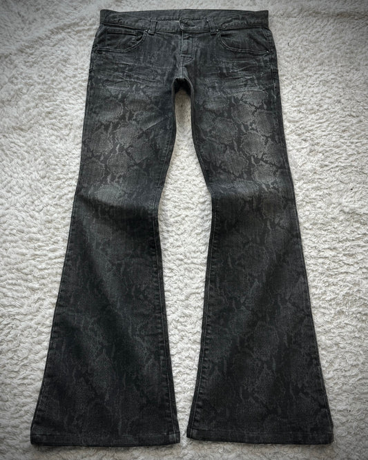 Tornado Mart Python Pattern Flared Jeans