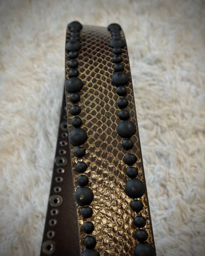 Diavlo Python Buckle & Textured Studded Leather Belt