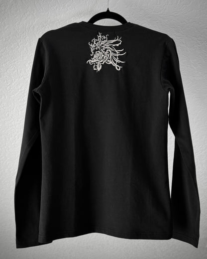 Tornado Mart Tribal Rose Embroidery Double Collar Longsleeve Shirt