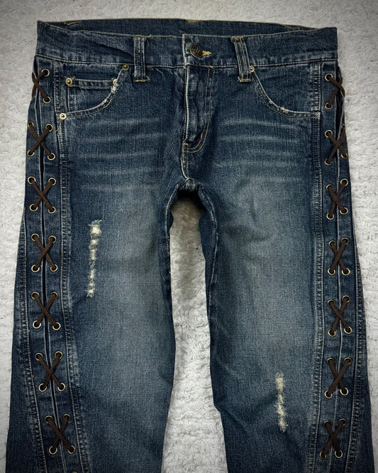 Cool Drive Striker Spiral Lace Up Flared Jeans