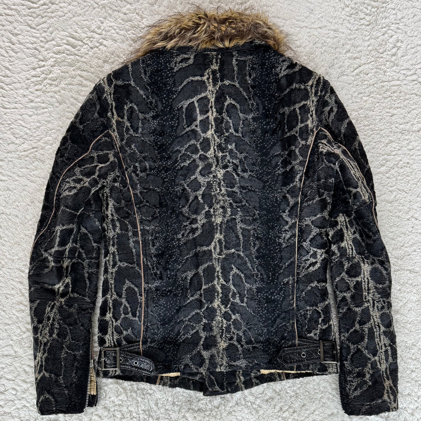 Tornado Mart Micro-Velvet Leopard Fur Jacket